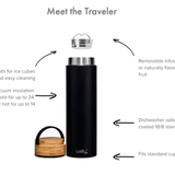 La Republica Matte Black TRAVELER 20oz (2-Logo Front and Back)