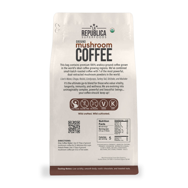 Brazilian Ground Mushroom Coffee La Republica Superfoods